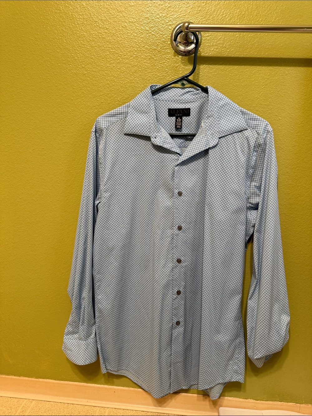 Light Blue Micro-Pattern Men's Button-Down Shirt